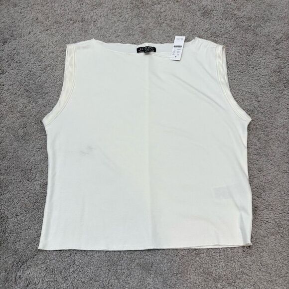 NWT J. Crew Ivory Refined Ribbed Shell Tank Size L - Picture 4 of 12